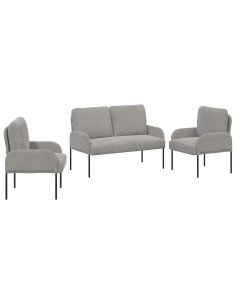 Set divani con cuscino 3 pcs Grigio chiaro 115 x 56 x 80 cm 2