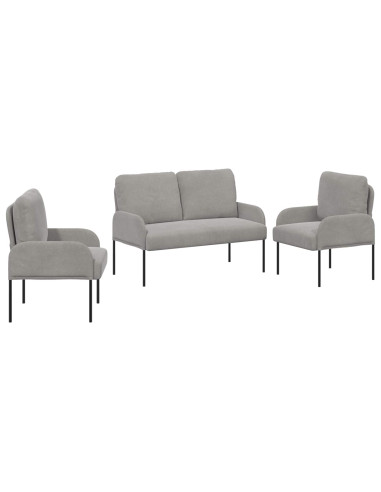 Set divani con cuscino 3 pcs Grigio chiaro 115 x 56 x 80 cm