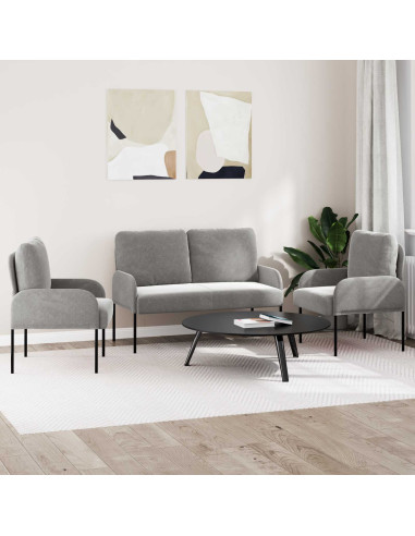 Set divani con cuscino 3 pcs Grigio chiaro 115 x 56 x 80 cm