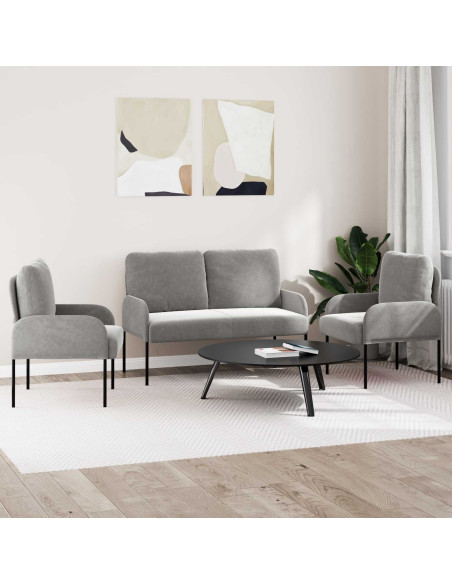 Set divani con cuscino 3 pcs Grigio chiaro 115 x 56 x 80 cm