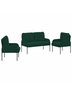 Set divani 3 pcs Verde Scuro 115 x 56 x 80 cm Legno compensato 2
