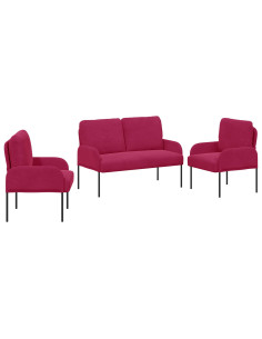 Set divani 3 pcs Rosso Vino 115 x 56 x 80 cm Legno compensato 2