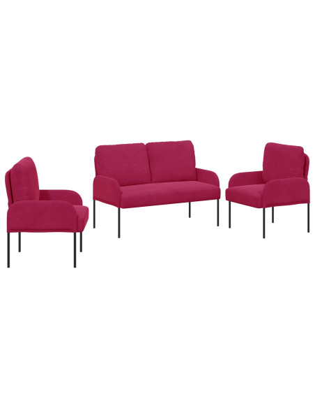 Set divani 3 pcs Rosso Vino 115 x 56 x 80 cm Legno compensato