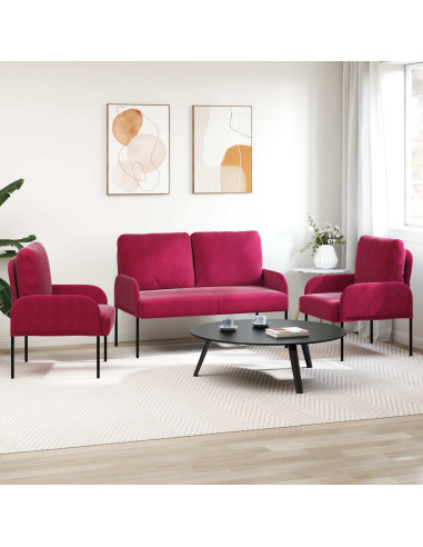 Set divani 3 pcs Rosso Vino 115 x 56 x 80 cm Legno compensato