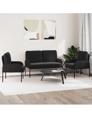 Set divani 3 pcs Nero 115 x 56 x 80 cm Legno compensato