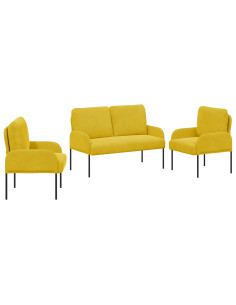 Set divani 3 pcs Giallo 115 x 56 x 80 cm Legno compensato 2