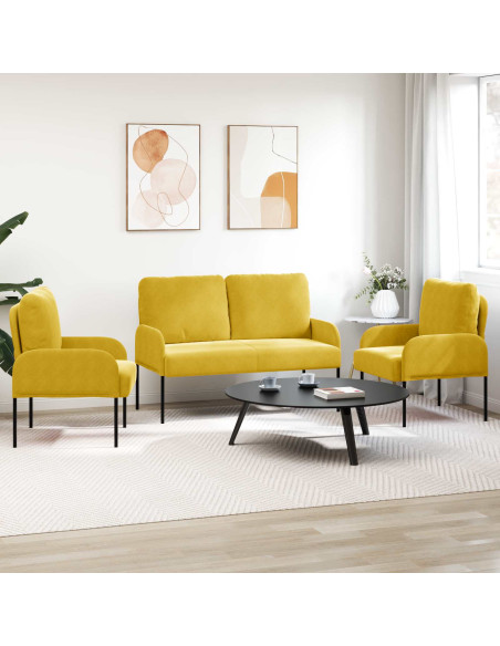 Set divani 3 pcs Giallo 115 x 56 x 80 cm Legno compensato