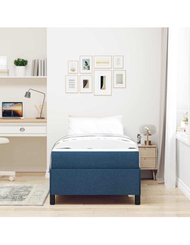 Letto a molle con materasso Blu 90 x 190 cm Tessuto