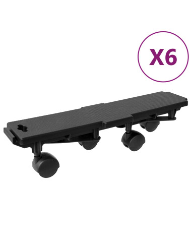 Carrelli per Traslochi con 4 Ruote 6pz Neri Polipropilene 170kg