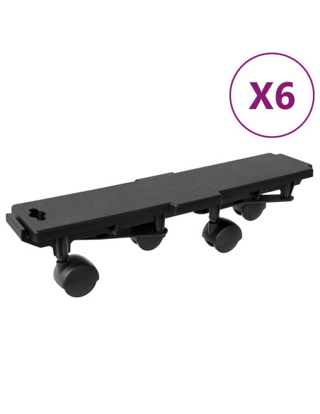 Carrelli per Traslochi con 4 Ruote 6pz Neri Polipropilene 170kg