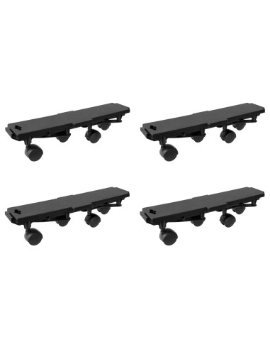Carrelli da Trasloco con 4 Ruote 4 pz Neri Polipropilene 170 kg