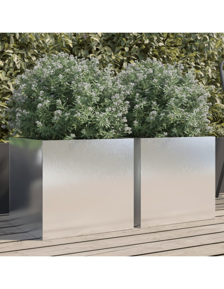 Fioriere 2 pz Argento 42x40x39 cm in Acciaio Inox