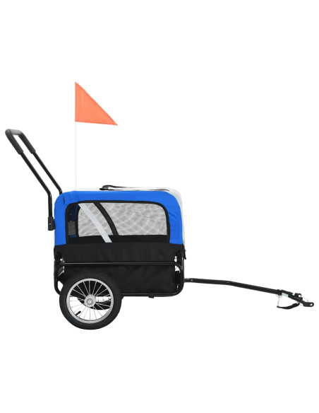 Rimorchio per Animali Domestici e Passeggino 2in1 Grigio e Blu