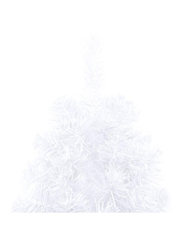 Albero di Natale a Metà Preilluminato con Palline Bianco 240 cm