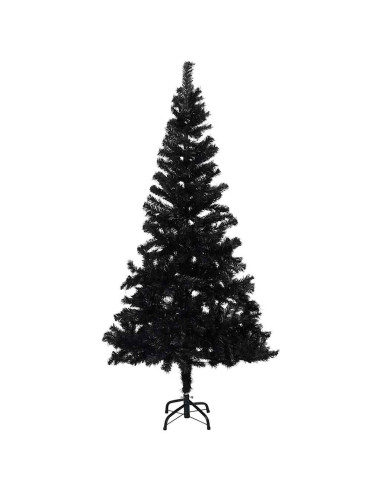 Albero di Natale Preilluminato con Palline Nero 120 cm PVC