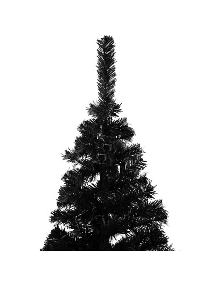 Albero di Natale Preilluminato con Palline Nero 120 cm PVC