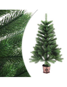 Albero di Natale Preilluminato con Palline Verde 65 cm