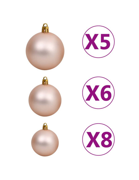 Albero di Natale Preilluminato con Palline Verde 65 cm