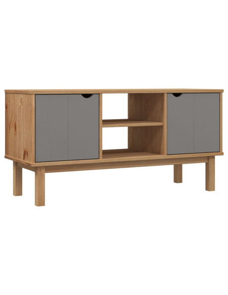 Mobile TV OTTA Marrone e Grigio 113,5x43x57 cm in Legno di Pino