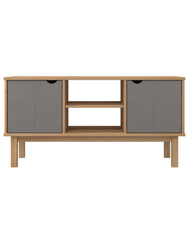 Mobile TV OTTA Marrone e Grigio 113,5x43x57 cm in Legno di Pino