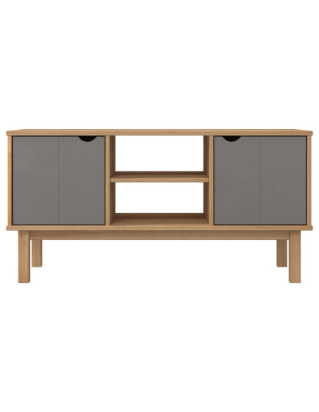 Mobile TV OTTA Marrone e Grigio 113,5x43x57 cm in Legno di Pino