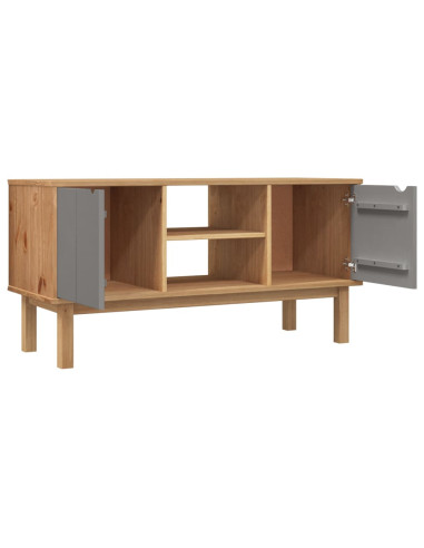 Mobile TV OTTA Marrone e Grigio 113,5x43x57 cm in Legno di Pino