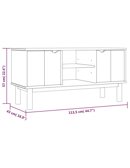 Mobile TV OTTA Marrone e Grigio 113,5x43x57 cm in Legno di Pino