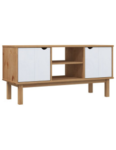 Mobile TV OTTA Marrone e Bianco 113,5x43x57 cm in Legno di Pino