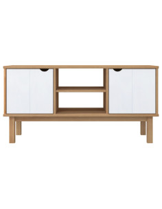 Mobile TV OTTA Marrone e Bianco 113,5x43x57 cm in Legno di Pino 2