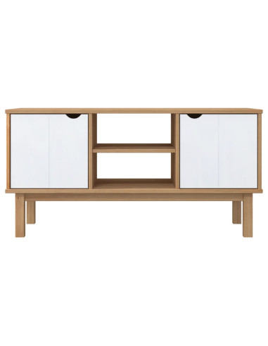 Mobile TV OTTA Marrone e Bianco 113,5x43x57 cm in Legno di Pino