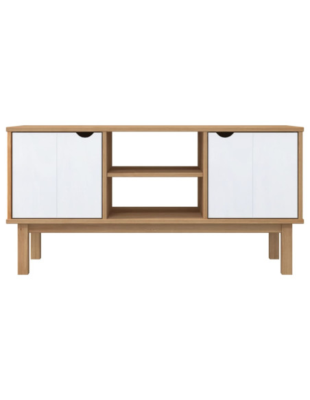 Mobile TV OTTA Marrone e Bianco 113,5x43x57 cm in Legno di Pino