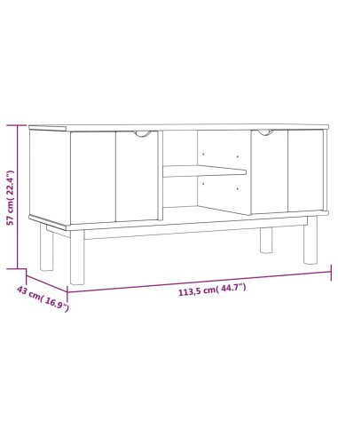 Mobile TV OTTA Marrone e Bianco 113,5x43x57 cm in Legno di Pino