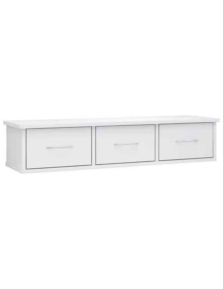 Scaffale Cassetti Parete Bianco Lucido 88x26x18,5cm Multistrato