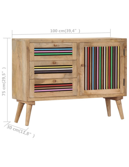 Credenza 100x30x75 cm in Legno Massello di Mango
