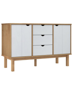 Credenza OTTA Marrone e Bianco 113,5x43x73 cm in Legno di Pino