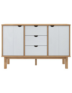 Credenza OTTA Marrone e Bianco 113,5x43x73 cm in Legno di Pino 2