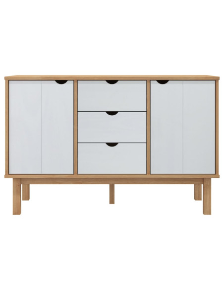 Credenza OTTA Marrone e Bianco 113,5x43x73 cm in Legno di Pino