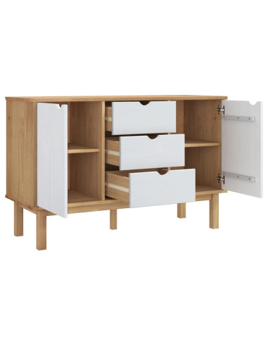 Credenza OTTA Marrone e Bianco 113,5x43x73 cm in Legno di Pino