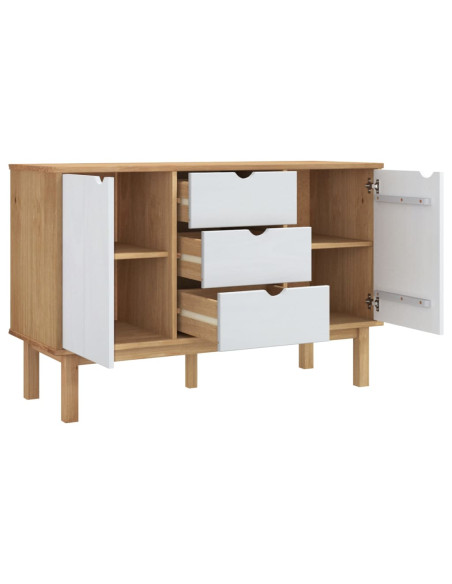 Credenza OTTA Marrone e Bianco 113,5x43x73 cm in Legno di Pino