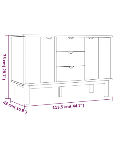Credenza OTTA Marrone e Bianco 113,5x43x73 cm in Legno di Pino