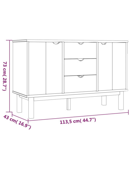 Credenza OTTA Marrone e Bianco 113,5x43x73 cm in Legno di Pino