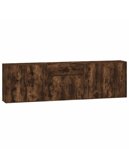 Credenze 3 pz Rovere Fumo in Legno Multistrato