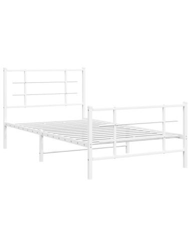 Giroletto con Testiera e Pediera Metallo Bianco 100x200 cm