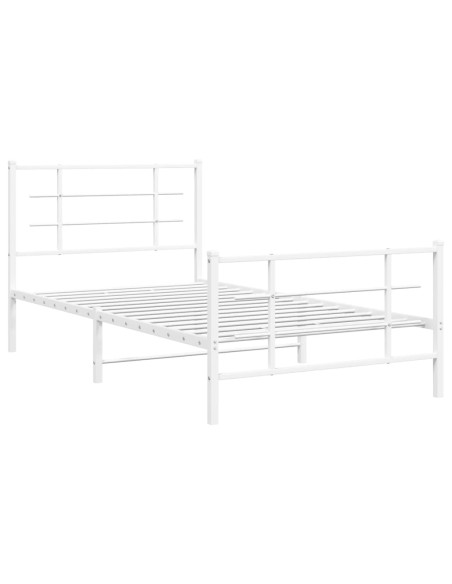 Giroletto con Testiera e Pediera Metallo Bianco 100x200 cm