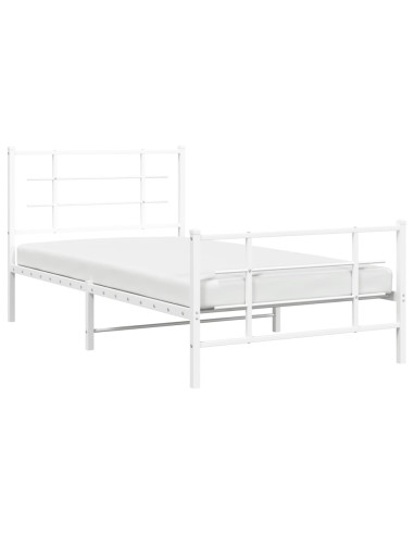 Giroletto con Testiera e Pediera Metallo Bianco 100x200 cm