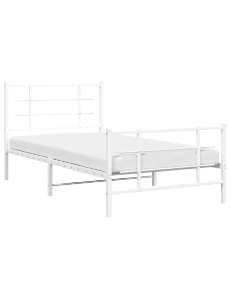 Giroletto con Testiera e Pediera Metallo Bianco 100x200 cm