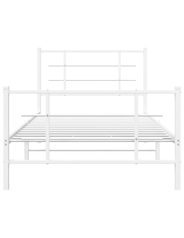 Giroletto con Testiera e Pediera Metallo Bianco 100x200 cm