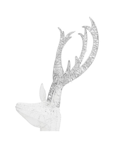 Decorazione Natalizia Famiglia di Renne Bianco Argento 201 LED