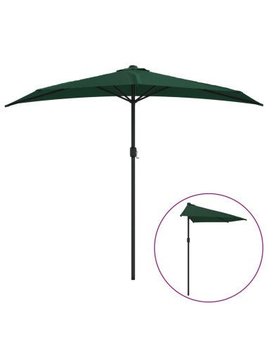 Ombrellone da Balcone Palo in Alluminio Verde 270x144 cm a Metà