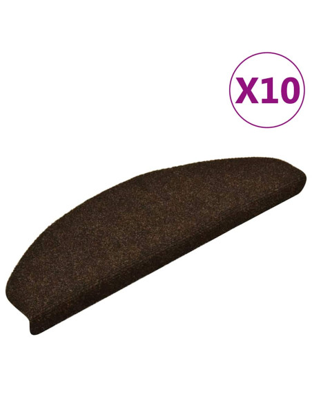 Tappetini per scale autoadesivi 10 pz 65x21x4 cm marrone semicircolari grandi